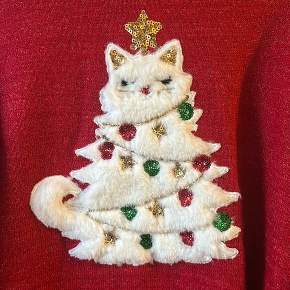 Super cute Children’s Place red Christmas cat sweater - Picture 3 of 4